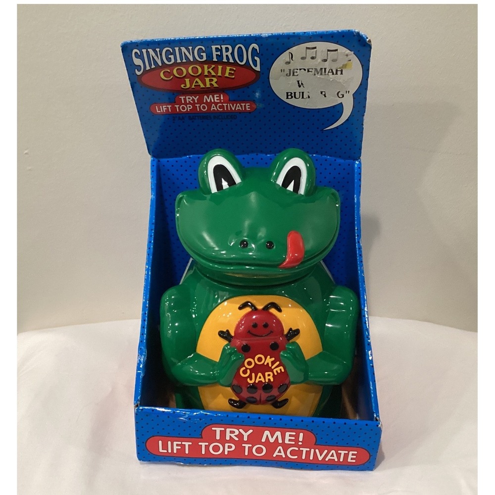 Fun-Damental Too Singing Frog Cookie Jar Jeremiah Was a Bullfrog Vintage 2003